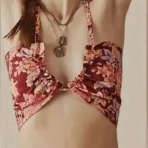 FREE PEOPLE Summer Of Love TOP Bandeau CONVERTIBLE TOP WINE PURPLE S L - Picture 2 of 15